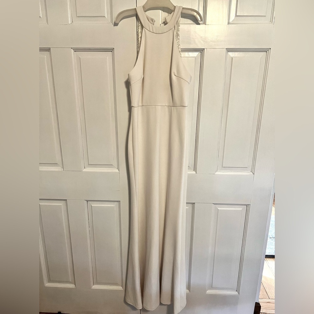Lulus White Lace Halter Mermaid Maxi Wedding Dress Size S